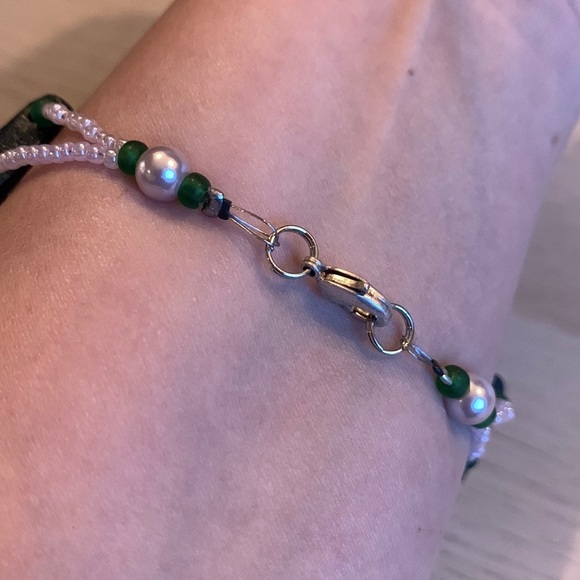 2x14$ ☃️ ❄️ Creation -  Recycle Green wooden and metal pieces Bracelet - Picture 5 of 6